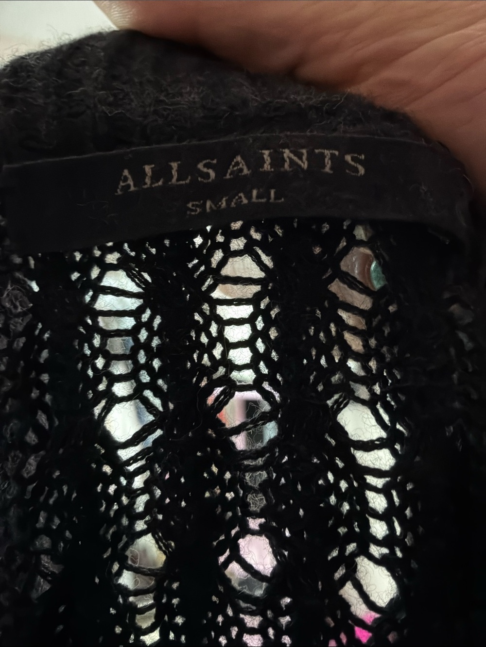 ALL SAINTS - DROP SHOULDER OPEN KNIT BLACK SWEATER - Picture 4 of 4